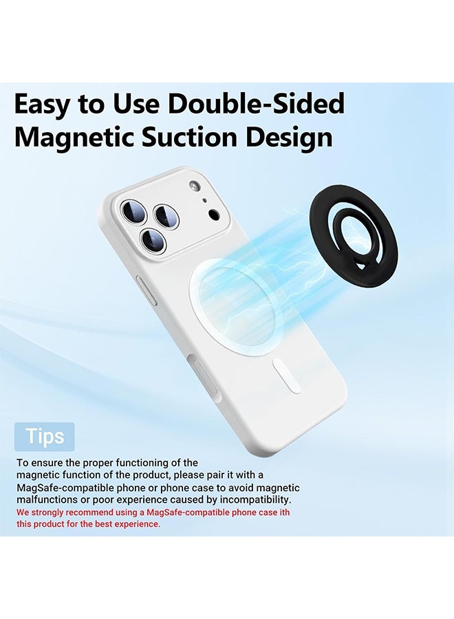 Ba Love Double Sided Magnetic Silicone Ring Grip Phone Holder, Soft and Portable, Strong Magnetic Attraction, Compatible with iPhone, Galaxy, Pixel MagSafe Phone Case Accessories (Black) - Image 2