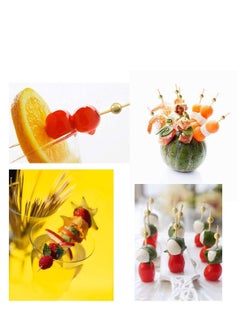 KASTWAVE 100 Cocktail Stick Bamboo Fruit Sticks Wooden Toothpicks, for Party Tapas Nibbles Canapes Appetiser Fruit Skewer BBQ Sandwich Bento Accessory Pick Food  - Image 4