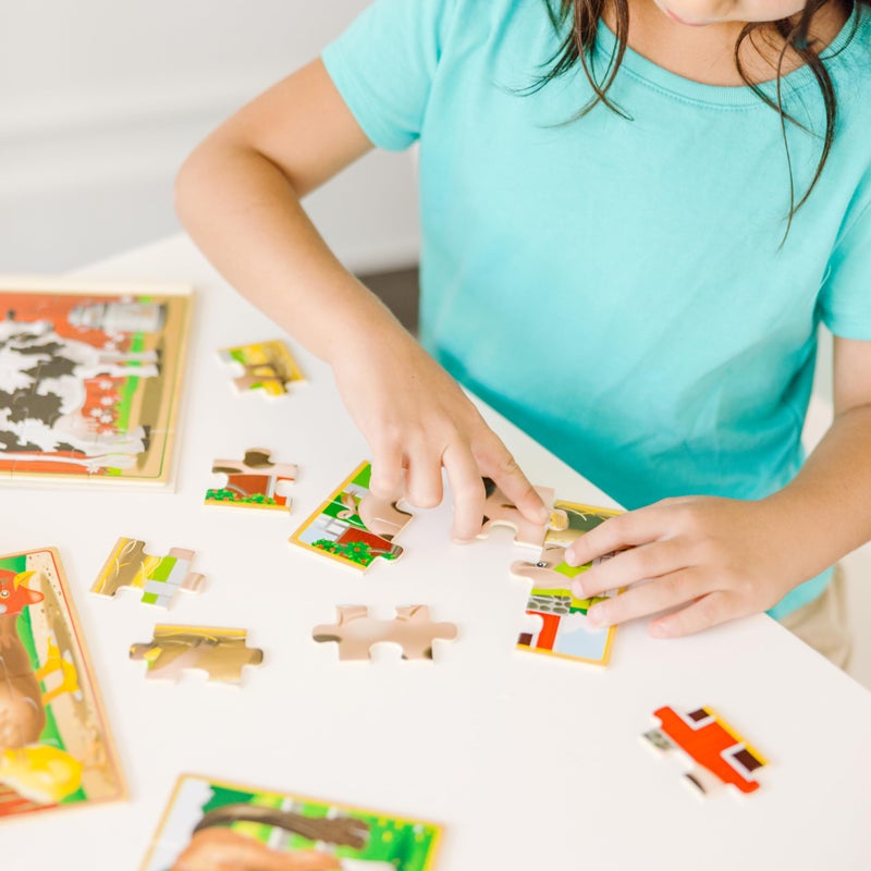 Melissa & Doug Farm 4-in-1 Wooden Jigsaw Puzzles in a Storage Box (48 pcs total), 12 - Image 2