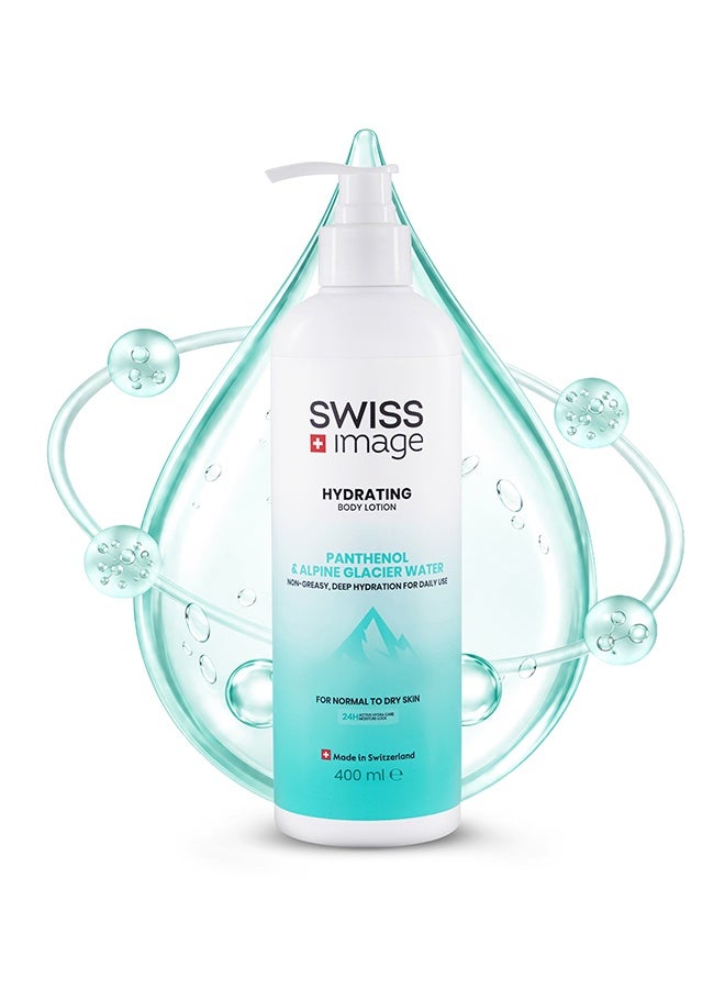 Swiss Image Hydrating Body Lotion 400 ml | Panthenol, Glycerin & Alpine Glacier Water | 24H Hydration, Strengthens Skin Barrier, Fast Absorbing & Non-Greasy | Dry & Sensitive Skin | For Men & Women - Image 2
