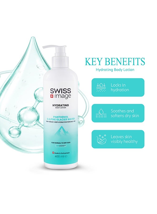 Swiss Image Hydrating Body Lotion 400 ml | Panthenol, Glycerin & Alpine Glacier Water | 24H Hydration, Strengthens Skin Barrier, Fast Absorbing & Non-Greasy | Dry & Sensitive Skin | For Men & Women - Image 4