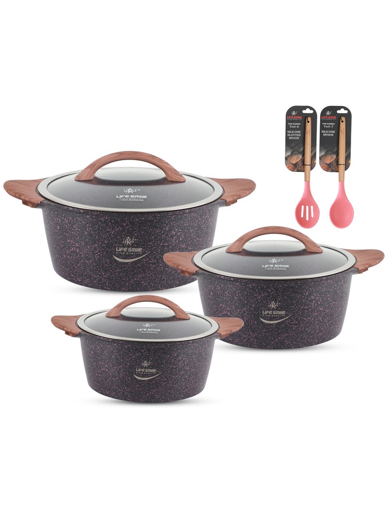 Cookware Set 8 pieces - Cooking Pots set Induction Bottom , Granite Non Stick Coating, Die Cast aluminum Casserole Set include Casseroles And Silicone Utensils & Wooden Turner - pzsku/Z19ED5F6BA39697FC7CA4Z/45/_/1739790981/2e59ca24-8685-483b-a28e-0a690b7f841f