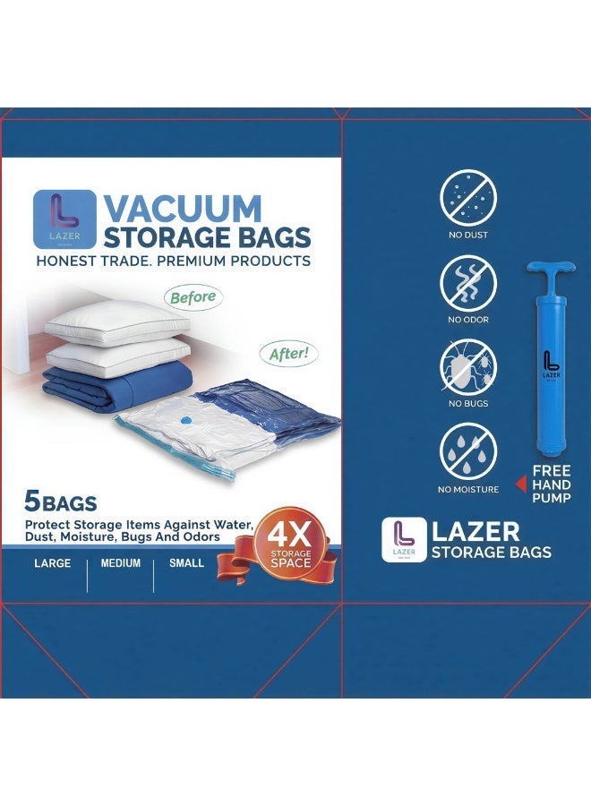 Lazer Vacuum Bags Set for Travel - 5 Pack - Image 4