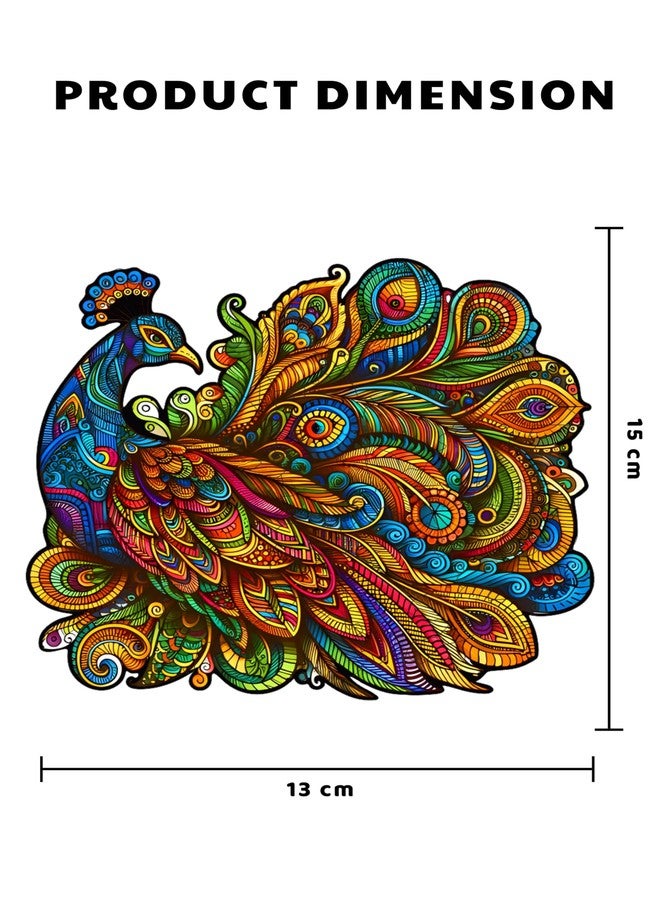 Webby Majestic Peacock Jigsaw Puzzle | Travel Game | Zentangle Art Design Wooden Puzzle Toy for Kids and Adults (22 Pieces) - Image 4