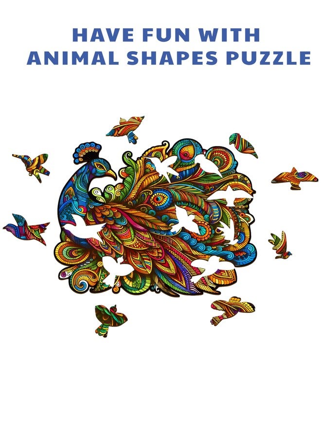 Webby Majestic Peacock Jigsaw Puzzle | Travel Game | Zentangle Art Design Wooden Puzzle Toy for Kids and Adults (22 Pieces) - Image 3