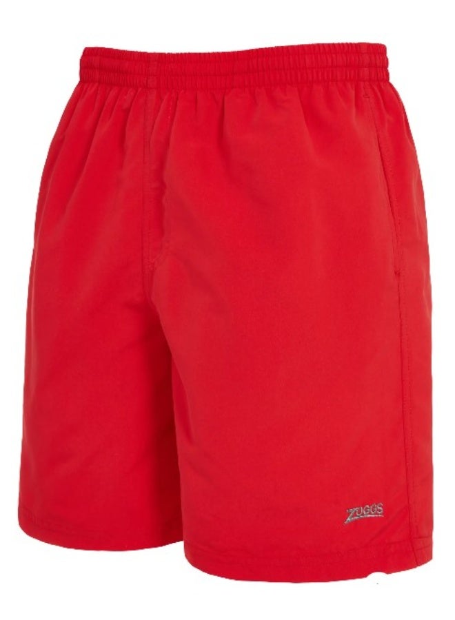 زوجس شورت سباحة رجالي زوجز بنريث 17 أحمر | قماش إيكودورا مستدام، طول منتصف الفخذ 17 بوصة، مقاوم للكلور، حماية UPF50+، خصر قابل للربط، مبطن بشبكة وجيوب للسباحة اليومية | 462924-RD-S - Image 1