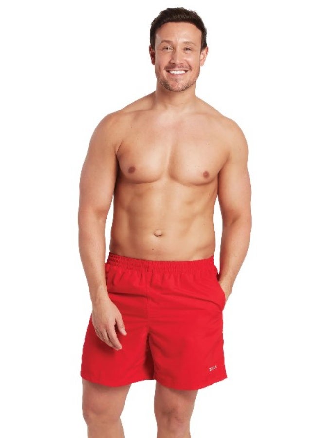 زوجس شورت سباحة رجالي زوجز بنريث 17 أحمر | قماش إيكودورا مستدام، طول منتصف الفخذ 17 بوصة، مقاوم للكلور، حماية UPF50+، خصر قابل للربط، مبطن بشبكة وجيوب للسباحة اليومية | 462924-RD-S - Image 3