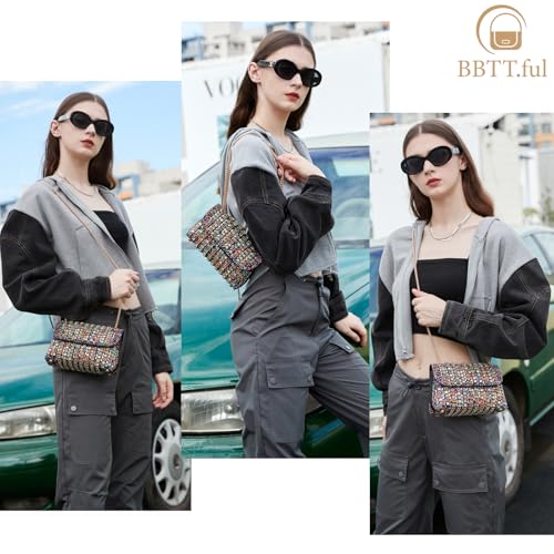 BBTT.ful Rhinestone Evening Handbags for Women Colorful Shoulder Bags Crossbody Bag Bling Bling Crystals Clutch Purse with Chain - Image 2