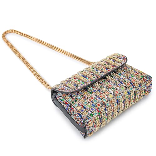 BBTT.ful Rhinestone Evening Handbags for Women Colorful Shoulder Bags Crossbody Bag Bling Bling Crystals Clutch Purse with Chain - Image 3