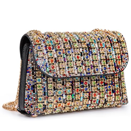 BBTT.ful Rhinestone Evening Handbags for Women Colorful Shoulder Bags Crossbody Bag Bling Bling Crystals Clutch Purse with Chain - Image 1