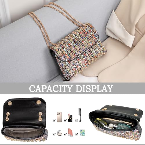 BBTT.ful Rhinestone Evening Handbags for Women Colorful Shoulder Bags Crossbody Bag Bling Bling Crystals Clutch Purse with Chain - Image 5