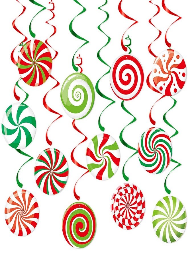 Hugtmr Christmas Candy Party-Decorations Garland Banners - 12Pcs Green Red White Streamers Hanging Swirl,Baby Shower Birthday Wedding Ornaments Classroom Supplies Decor Hugtmr - Image 1