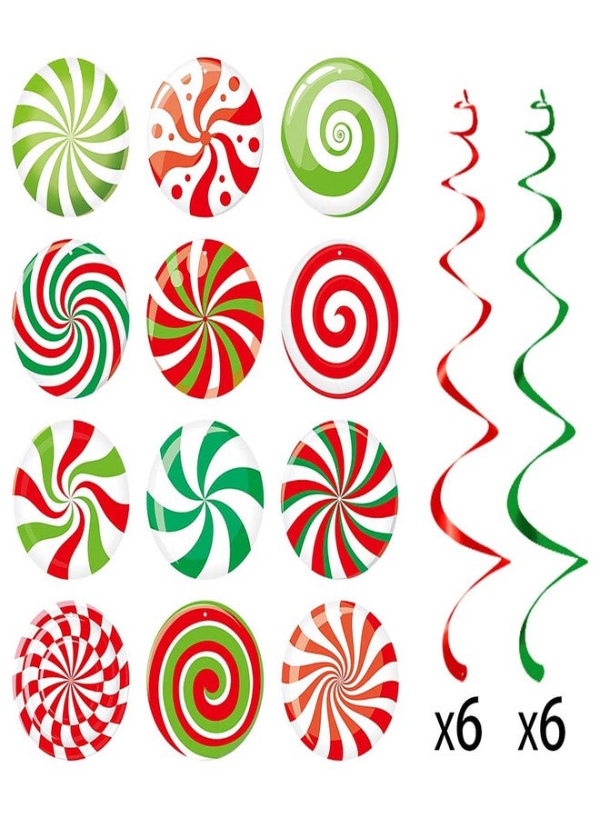 Hugtmr Christmas Candy Party-Decorations Garland Banners - 12Pcs Green Red White Streamers Hanging Swirl,Baby Shower Birthday Wedding Ornaments Classroom Supplies Decor Hugtmr - Image 2