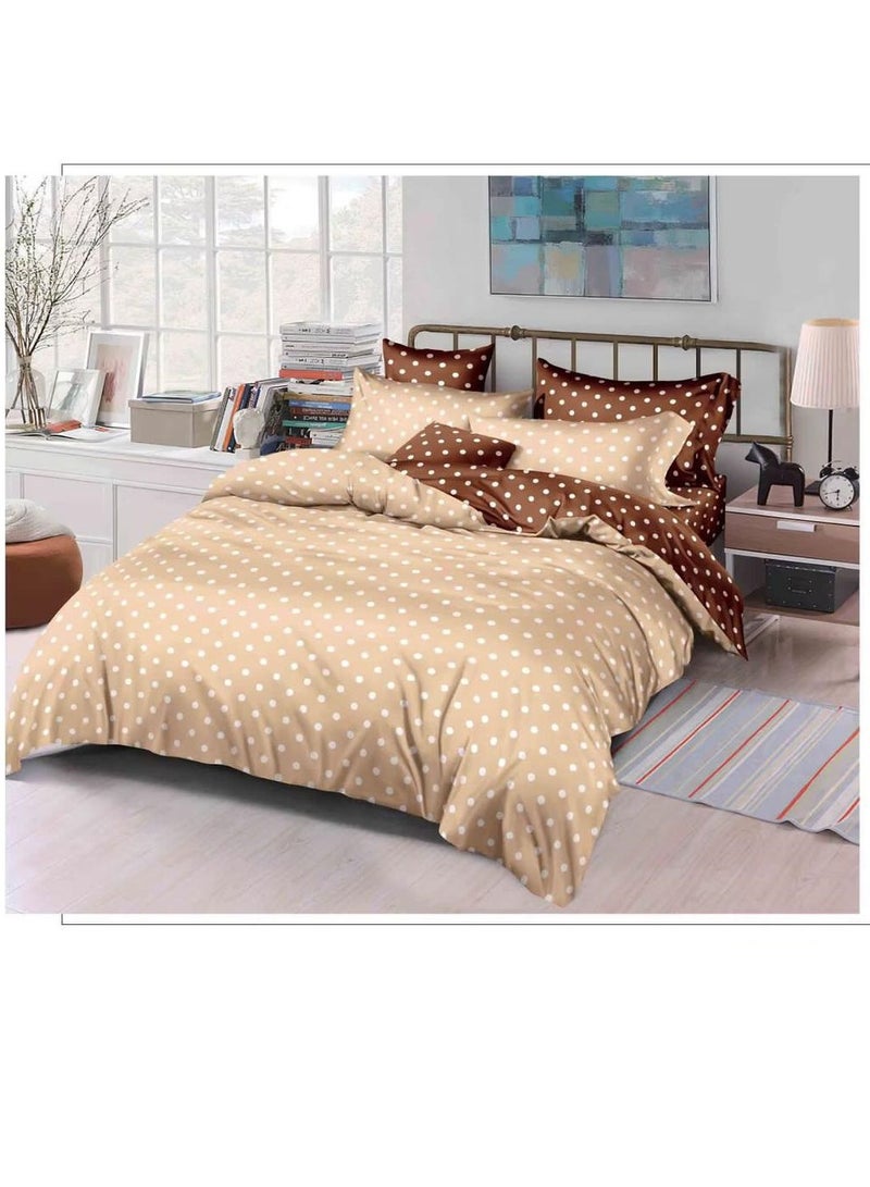 King Size Stylish Comforter Set, 100% Cotton Multicolor, Fitted Bedsheet 6Pcs set, 220x240cm 