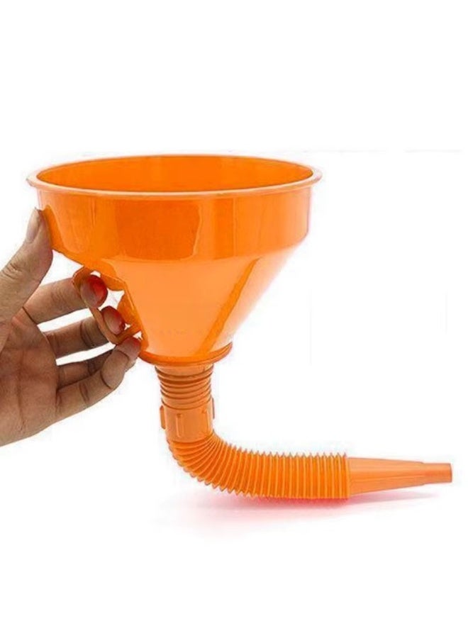 Multi-Purpose Plastic Funnel with Extendable Flexible Spout – Oil, Fuel & Acid Resistant – Removable Flexible Nozzle – Durable Polyethylene Construction (Orange) - Image 4