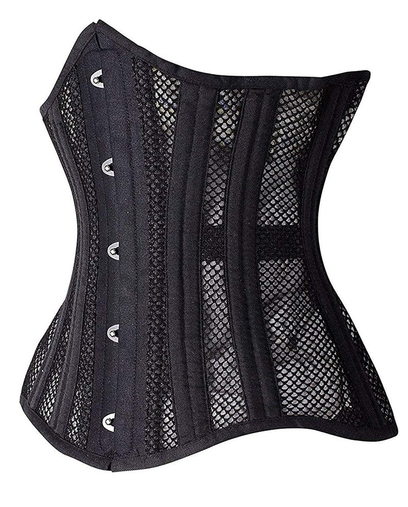 SHAPERX Women 26 Steel Boned Mesh Corsets Longline Heavy Duty Waist Trainer Long Torso Cincher, SZ1794-Black-XS - Image 2