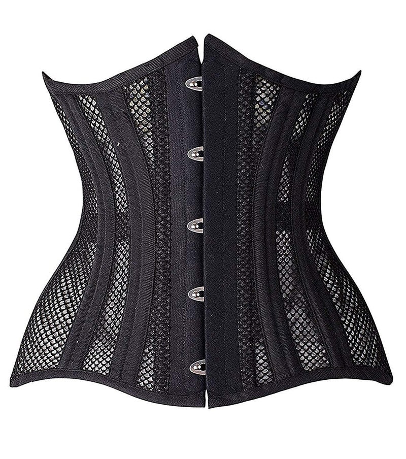 SHAPERX Women 26 Steel Boned Mesh Corsets Longline Heavy Duty Waist Trainer Long Torso Cincher, SZ1794-Black-XS - Image 1