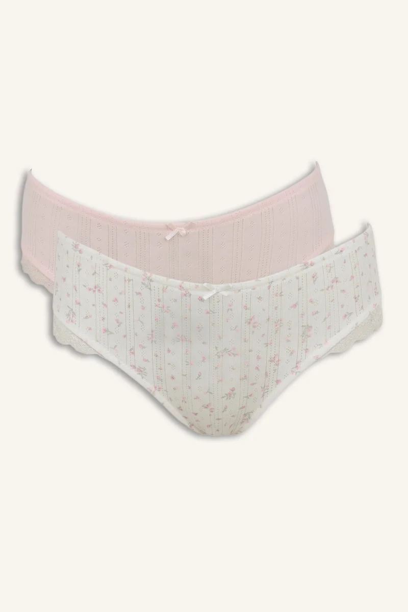 2-Pack Lace Details 100% Cotton Briefs