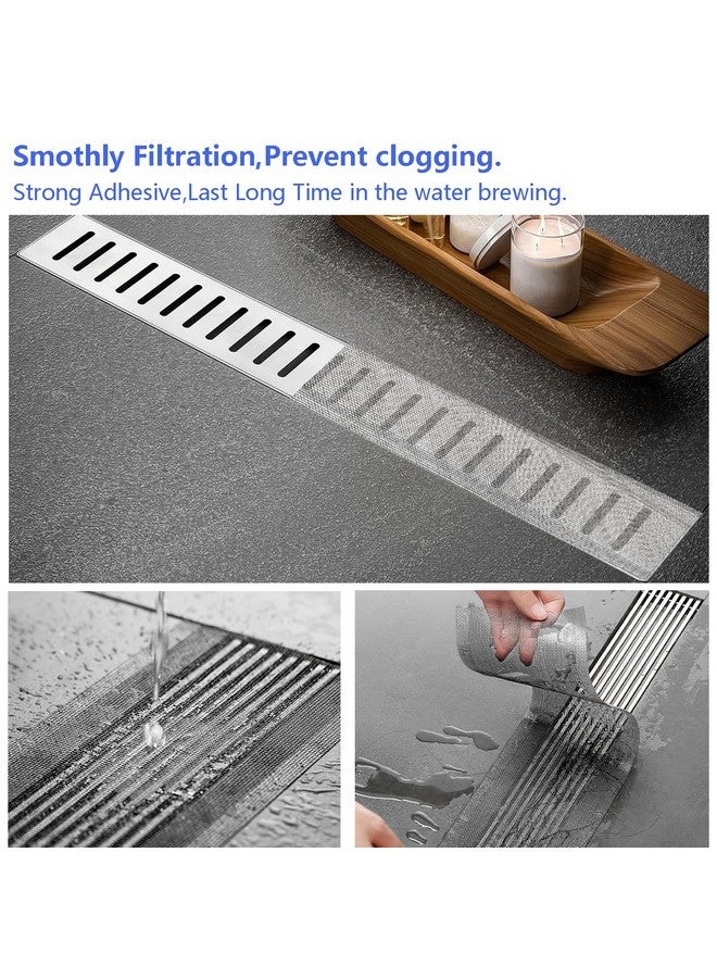 Beauenty Disposable Hair Catcher Shower Drain Mesh Stickers, Cutable Shower Drain Cover Hair Catcher for Any Length,Hair Stopper for Linear Shower Drain with Removal Tool (4.7in*16.4FT 1Pack) - Image 2