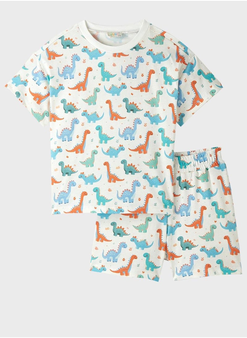 JUNE Kids Crew Neck T-Shirt And Shorts Set - Image 1