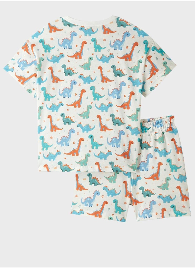 JUNE Kids Crew Neck T-Shirt And Shorts Set - Image 2