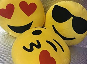 PartyStuff Kids Cartoon Digital Printed Pillow, Soft Fibre Baby Cushion Set of 5 (Emojis, Round, 12x12) - Image 3