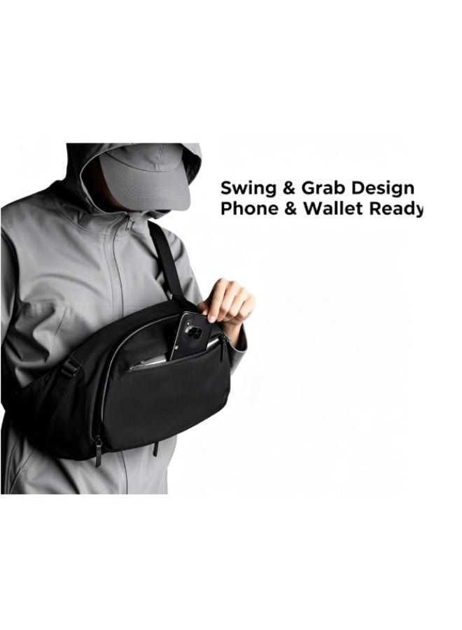 Arabest Metro Crossbody Left Shoulder 7.5L - Crossbody Bag Men,Sling Backpack - Fits 11" Tablet - Single Shoulder with YKK Zipper - Expandable Water Bottle Pocket - Phone Sleeve- Black Axoflux 210D - Image 3