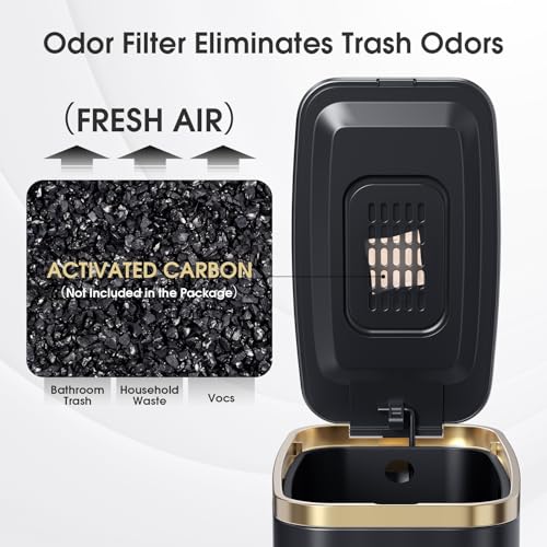 CEROELDA Small Bathroom Trash Can with Lid Soft Close-5L/1.3 Gal Slim Garbage Can-Metal Step Wastebasket-Rectangle Narrow Waste Bin for Office, Bedroom, Toilet, Live Room (Black) - Image 3