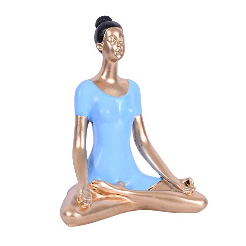JAIPUR ACE Yoga Lady Polyresin Face Gold Blue Themed Statue Sculptures Creative Abstract Design Art Figurine for Home Decor, Living Room Decorative Display Showpiece for Gifting, Interiors - Image 5