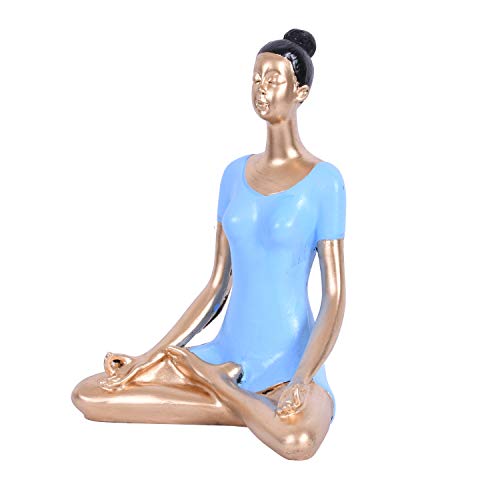 JAIPUR ACE Yoga Lady Polyresin Face Gold Blue Themed Statue Sculptures Creative Abstract Design Art Figurine for Home Decor, Living Room Decorative Display Showpiece for Gifting, Interiors - Image 4