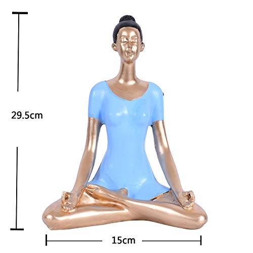JAIPUR ACE Yoga Lady Polyresin Face Gold Blue Themed Statue Sculptures Creative Abstract Design Art Figurine for Home Decor, Living Room Decorative Display Showpiece for Gifting, Interiors - Image 2