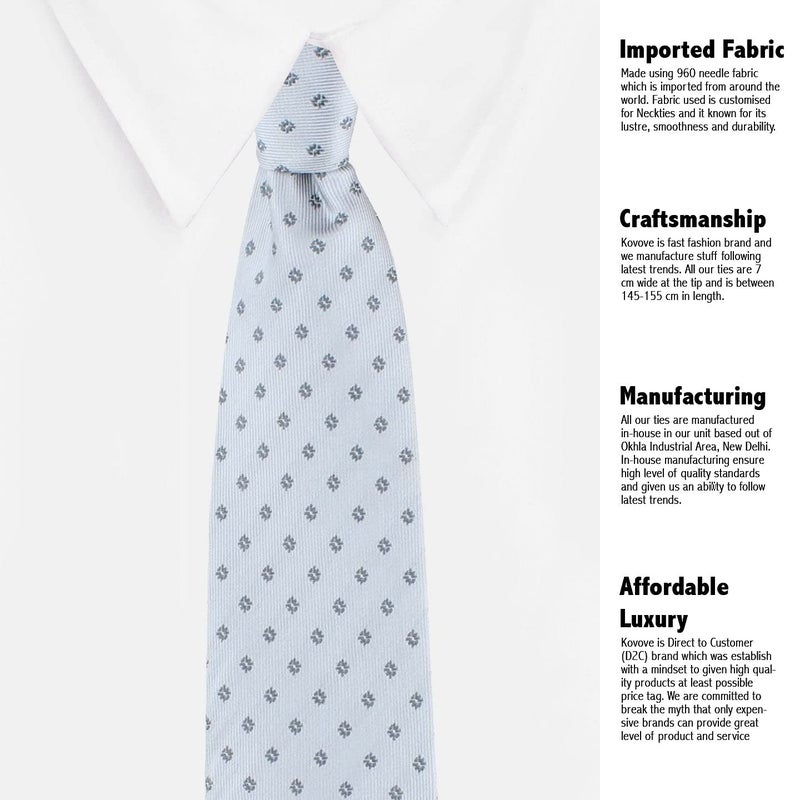Kovove Kavove Classy Polka Dot Cyan Necktie For Men - Image 4