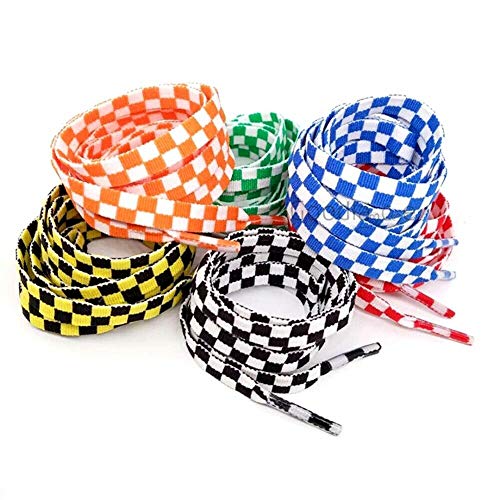 Goodlace Two-color Checkered Flat Shoelaces Plaid Shoe Lace for Casual Shoes 47Inch Black and White - Image 4