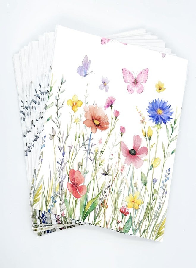 HSPAIDYP 50 Pack Wildflower Floral Cocktail Napkins Disposable Floral Napkins Butterfly Decorative Paper Flower Napkins for Wedding,Bridal,Baby Shower,Tea Garden Party, Wildflower Birthday Party Decor (50) - Image 1