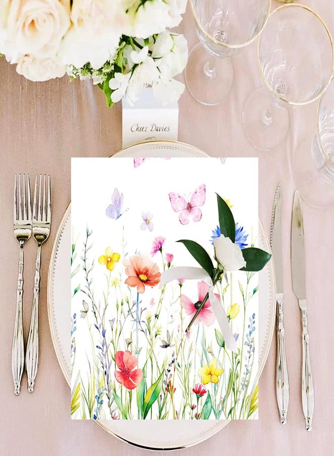 HSPAIDYP 50 Pack Wildflower Floral Cocktail Napkins Disposable Floral Napkins Butterfly Decorative Paper Flower Napkins for Wedding,Bridal,Baby Shower,Tea Garden Party, Wildflower Birthday Party Decor (50) - Image 4