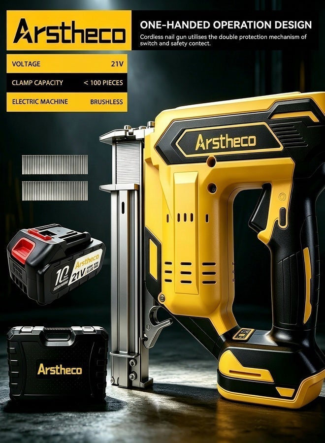 Arstheco 21V Brushless Cordless Nail Gun | Dual Function Brad Nailer & Stapler | Heavy Duty Power Tool - Image 1