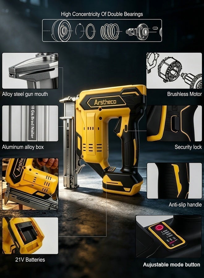 Arstheco 21V Brushless Cordless Nail Gun | Dual Function Brad Nailer & Stapler | Heavy Duty Power Tool - Image 3