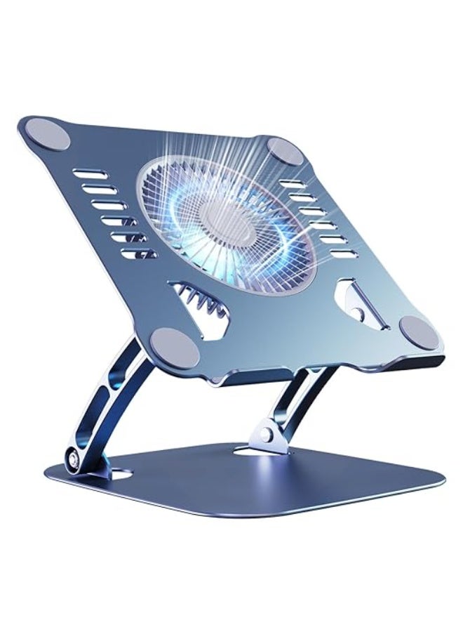 Ergonomic Foldable Laptop Cooling Stand - Adjustable Height Riser with 3 Speed Fan - Practical Pad for 10-15'' Notebooks - Daily Use - Image 1