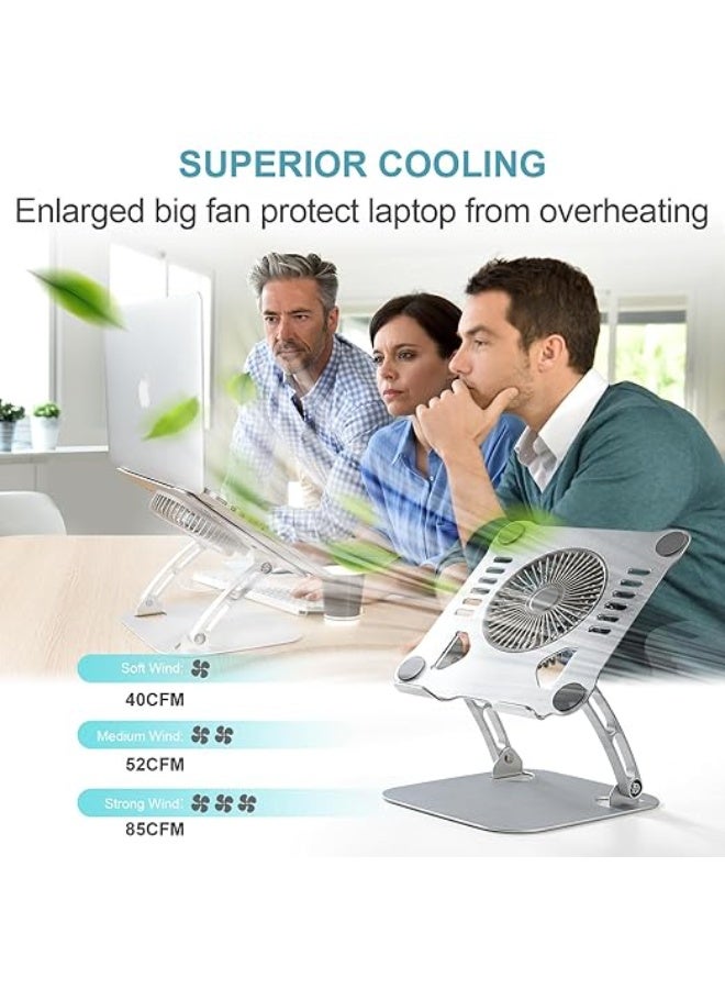 Ergonomic Foldable Laptop Cooling Stand - Adjustable Height Riser with 3 Speed Fan - Practical Pad for 10-15'' Notebooks - Daily Use - Image 3