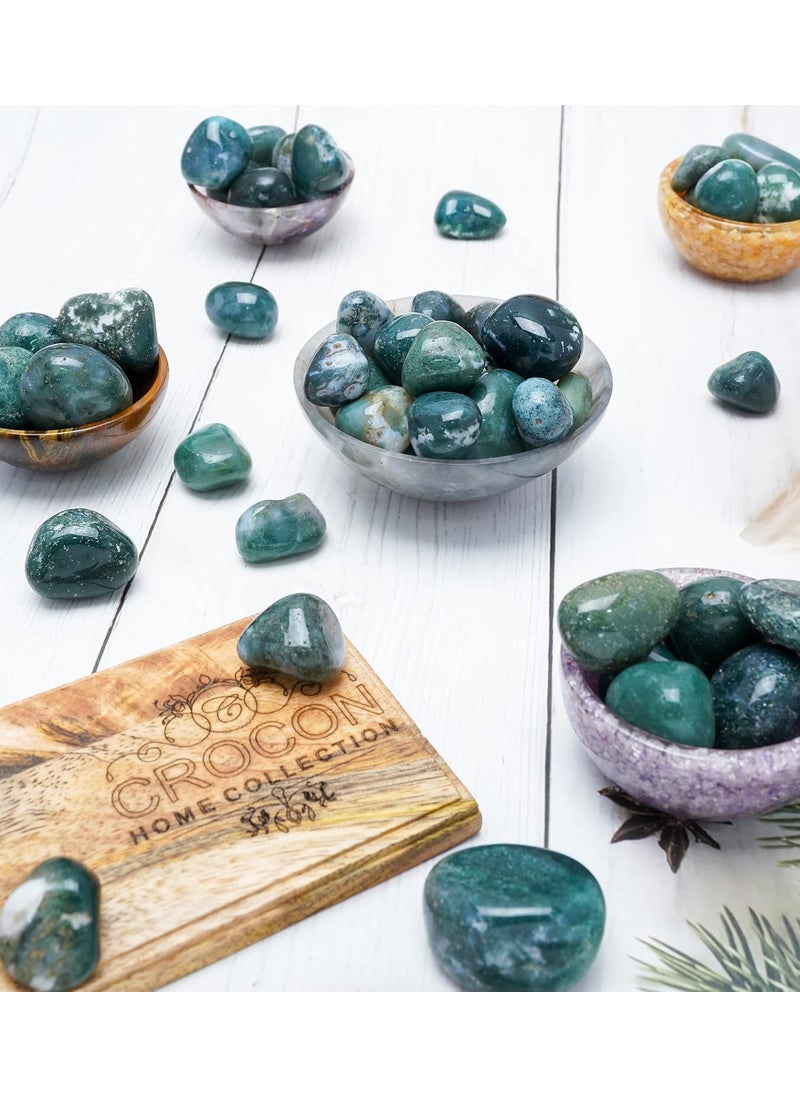 ZAICUS Moss Agate Tumbled Crystals Healing Natural Stones Vase Filler Lucky Stones Jewelry Making Fountain Rocks Decorations Polishing Rock Collection Size 2025 mm 250 Gram  - Image 4
