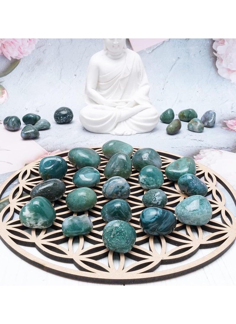 ZAICUS Moss Agate Tumbled Crystals Healing Natural Stones Vase Filler Lucky Stones Jewelry Making Fountain Rocks Decorations Polishing Rock Collection Size 2025 mm 250 Gram  - Image 2