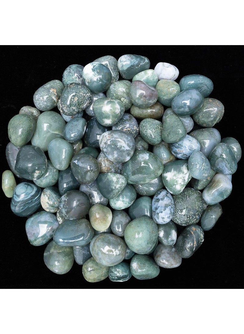 ZAICUS Moss Agate Tumbled Crystals Healing Natural Stones Vase Filler Lucky Stones Jewelry Making Fountain Rocks Decorations Polishing Rock Collection Size 2025 mm 250 Gram  - Image 1