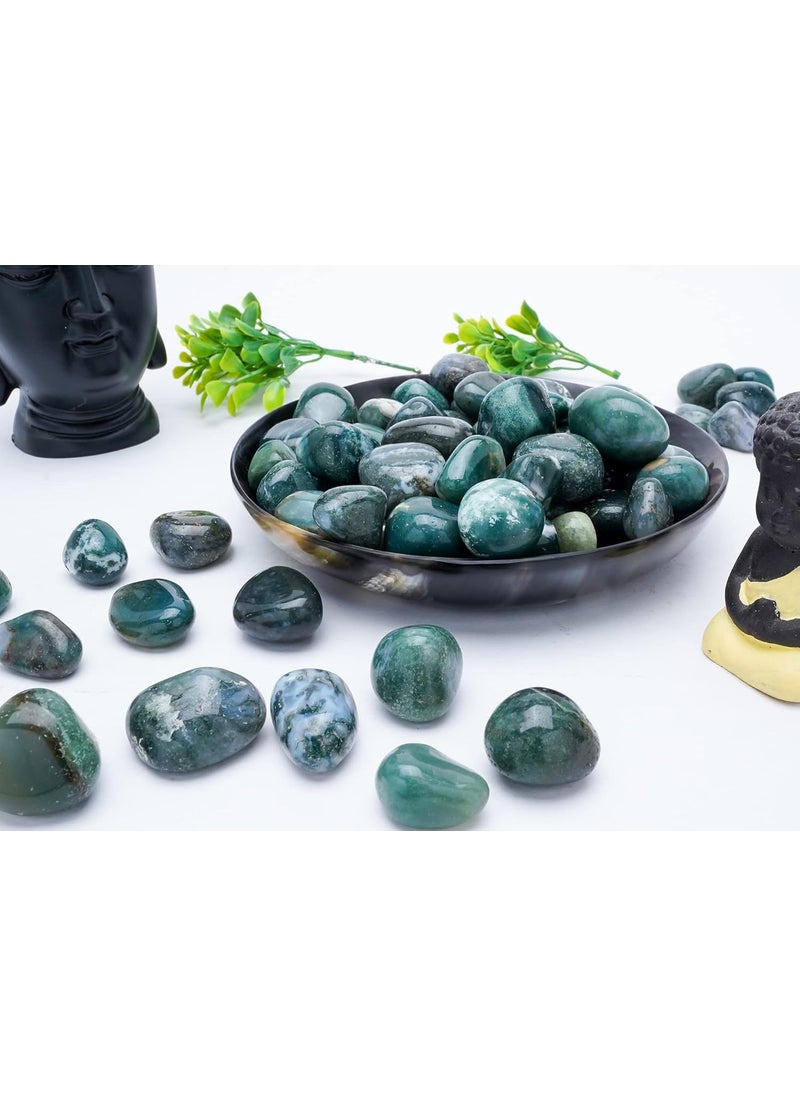 ZAICUS Moss Agate Tumbled Crystals Healing Natural Stones Vase Filler Lucky Stones Jewelry Making Fountain Rocks Decorations Polishing Rock Collection Size 2025 mm 250 Gram  - Image 5
