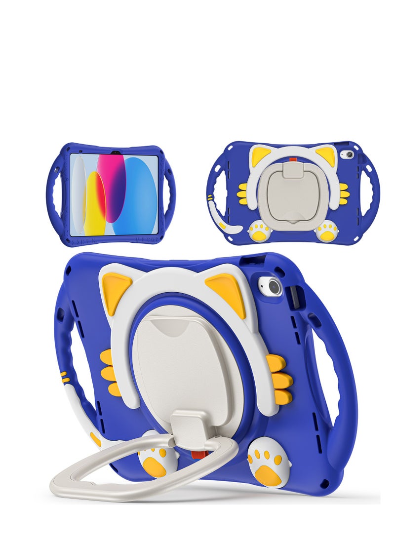 GULFLINK Cute Cat Kids Case with 360° Rotating Handle for ipad 10th 10.9 inch 2022（A2757/A2777）Dark blue  - Image 1