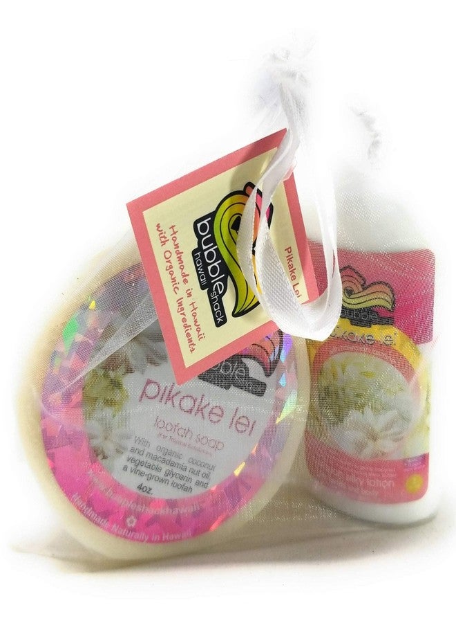 Bubble Shack Hawaii Mini Lotion and Loofah Soap Gift Set (Pikake Leis) - Image 1