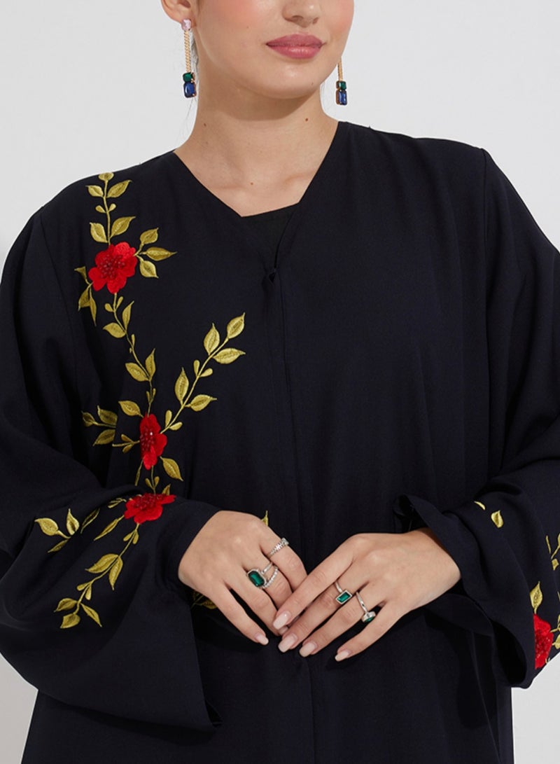 روزيت عباية عباية مطرزة بأكمام واسعة - Image 2