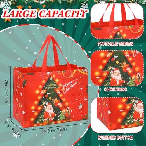 Sanwuta 48 Pcs Christmas Bags Bulk for Gifts 128 x 98 x 67 in Large Tote Treat Grocery Bags Reusable Non Woven Gift Pockets with Handles for Xmas Wrapping Shopping Party - Image 3