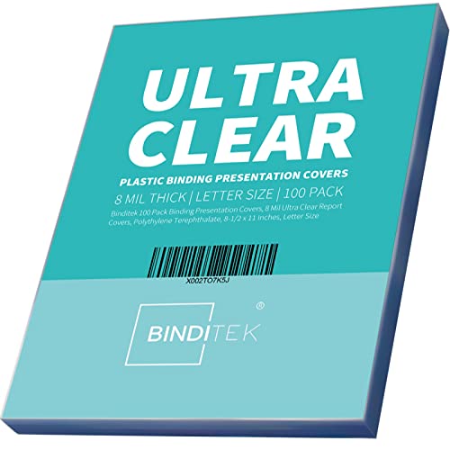 Binditek 100 Pack 8 Mil Ultra Clear Report Covers, Polythylene Terephthalate, 8.5 x 11 Inches, Letter Size, Square Corners, Un-Punched, for Students and Coworkers - Image 1