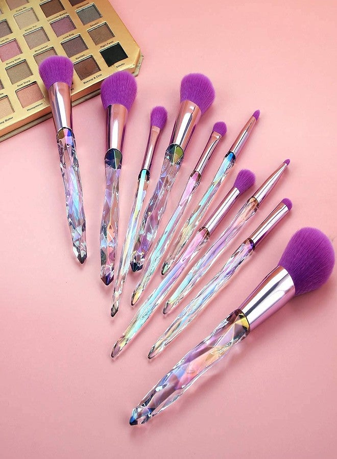 JULEX BEAUTY 10PCS Professional Makeup Brush Set, Sparkling Crystal Style Makeup Brushes Premium Synthetic Include FoundationBlush Concealer Blending Eye-shadow Eyeliner Make Up (multicolor). - Image 1