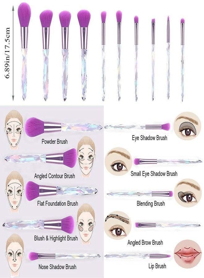 JULEX BEAUTY 10PCS Professional Makeup Brush Set, Sparkling Crystal Style Makeup Brushes Premium Synthetic Include FoundationBlush Concealer Blending Eye-shadow Eyeliner Make Up (multicolor). - Image 5